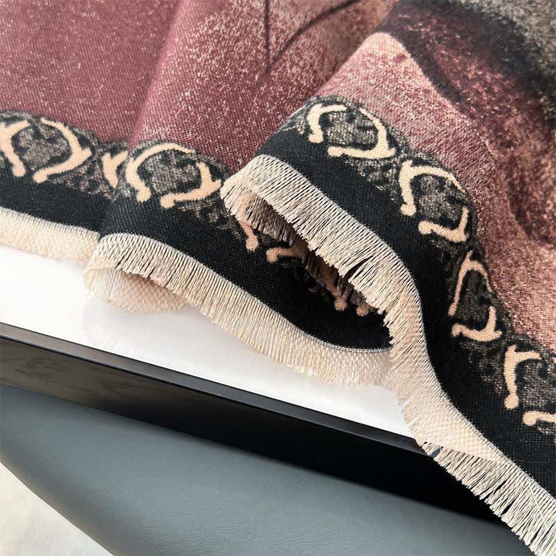 Winter Ink Painting Lotus Flowers Leaves Pattern Soft Scarf Shawl