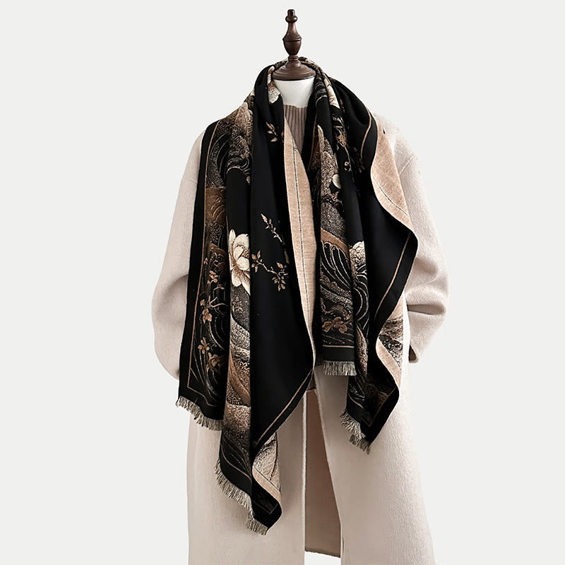 Tactile Knit Lotus Wave Meditation Tibetan Shawl Wrap