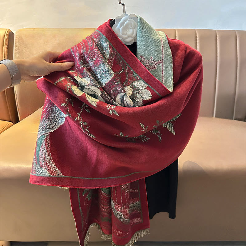 Tactile Knit Lotus Wave Meditation Tibetan Shawl Wrap