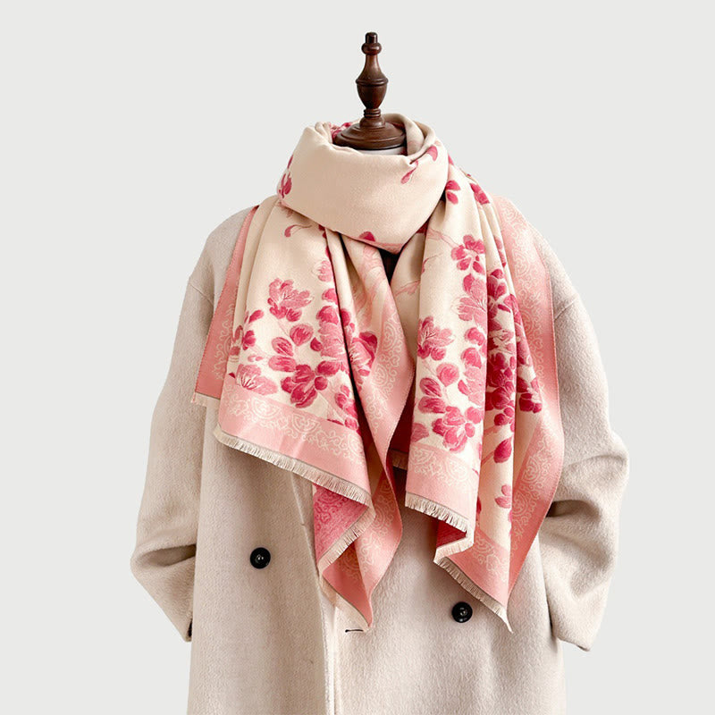 Peach Blossom Soft Knit Grounding Meditation Shawl Wrap
