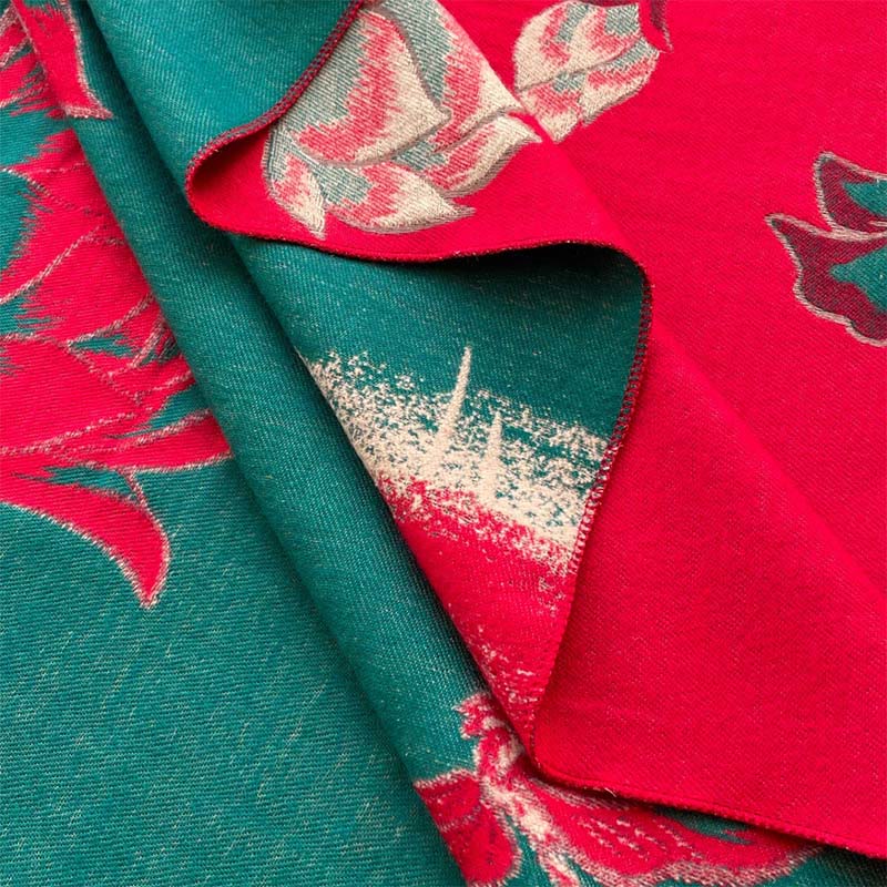 Fine-Knit Lotus and Koi Motif Mindful Meditation Tibetan Shawl