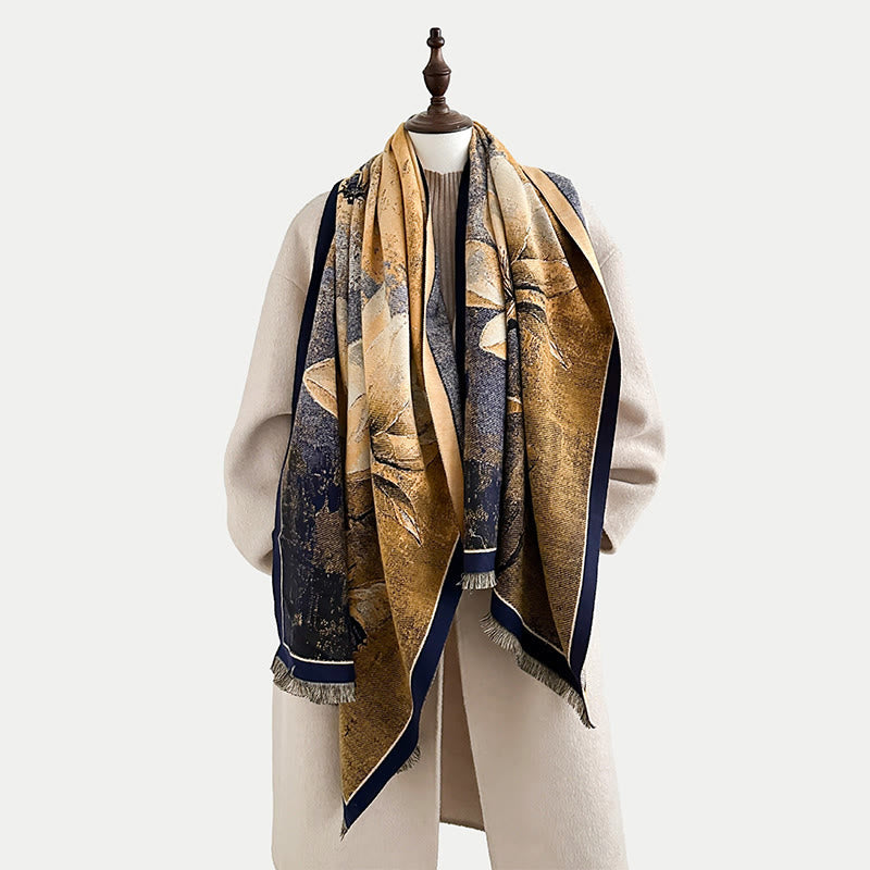 Winter Magnolia Butterfly Pattern Soft Scarf Shawl