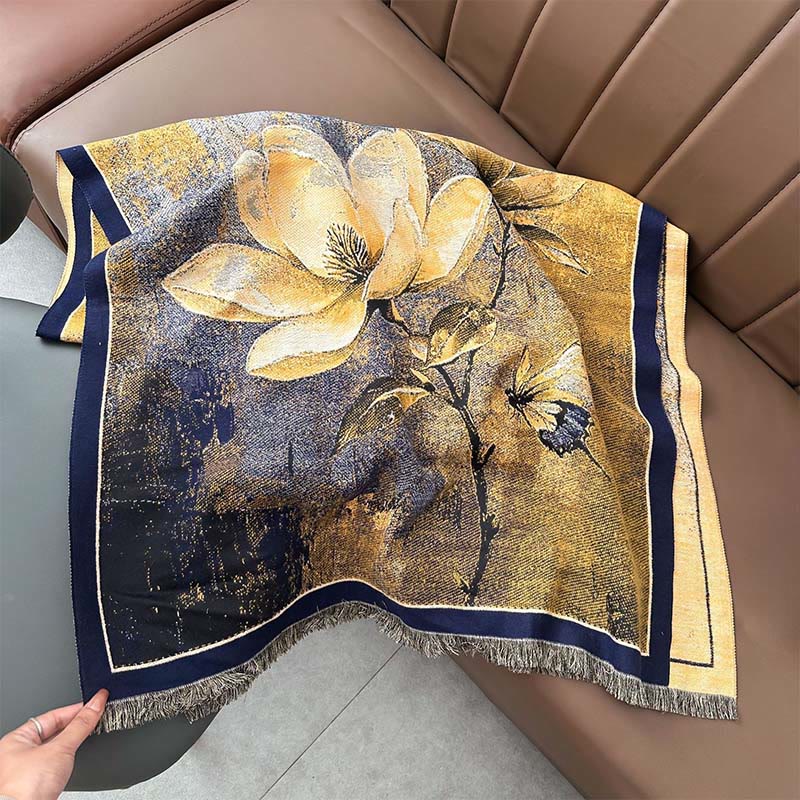 Winter Magnolia Butterfly Pattern Soft Scarf Shawl