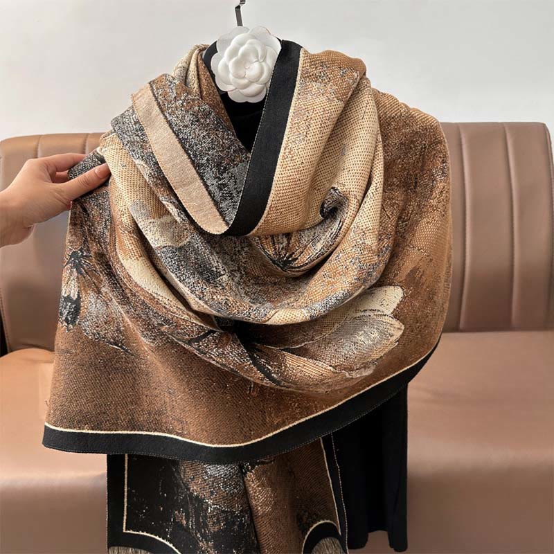 Winter Magnolia Butterfly Pattern Soft Scarf Shawl