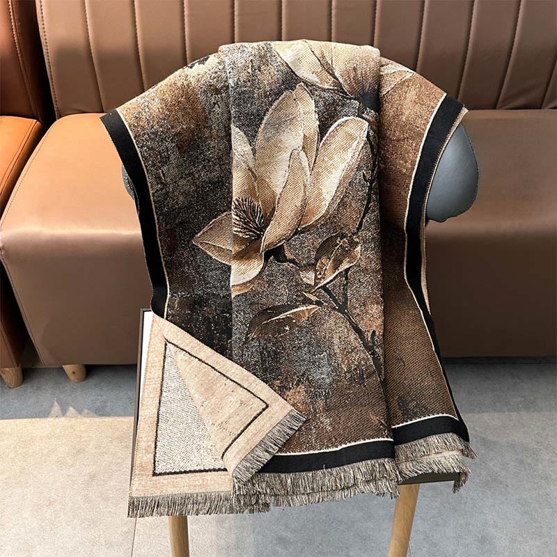 Winter Magnolia Butterfly Pattern Soft Scarf Shawl