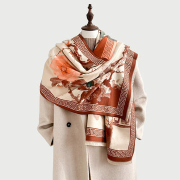 Tactile Knit Tibetan Ink Painting Meditation Shawl Wrap