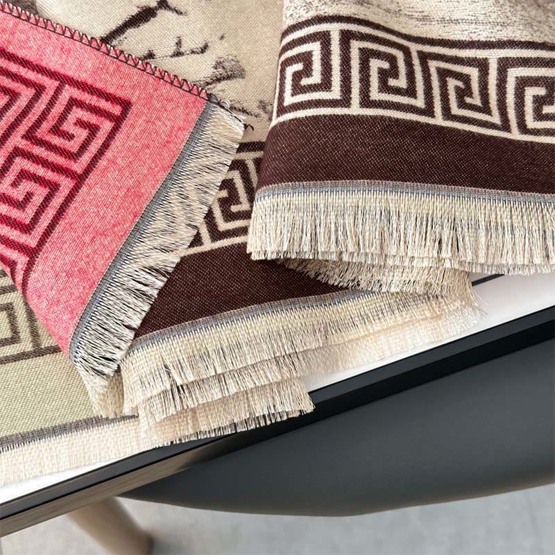 Tactile Knit Tibetan Ink Painting Meditation Shawl Wrap