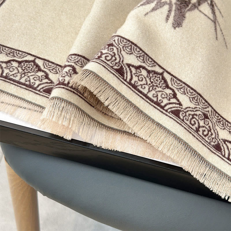 Winter Birds Bamboo Leaves Vines Pattern Soft Scarf Shawl