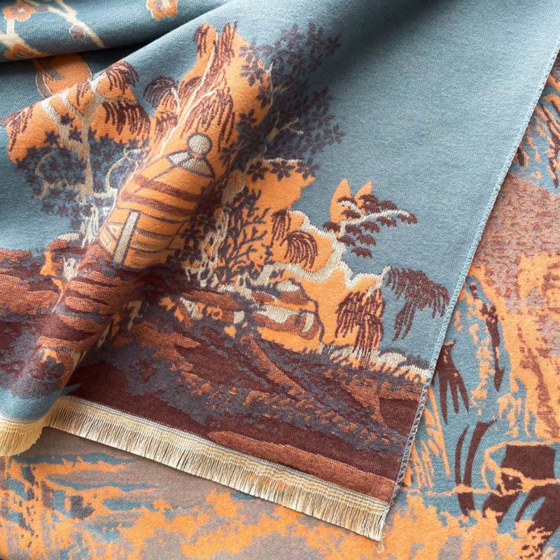 Botanical Pattern Knit Meditation Tibetan Shawl Wrap