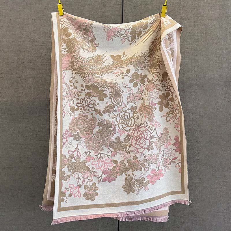 Tactile Knit Phoenix Motif Meditation Tibetan Shawl Wrap