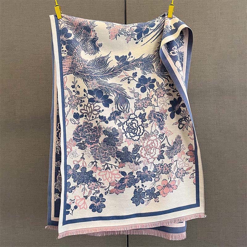 Tactile Knit Phoenix Motif Meditation Tibetan Shawl Wrap