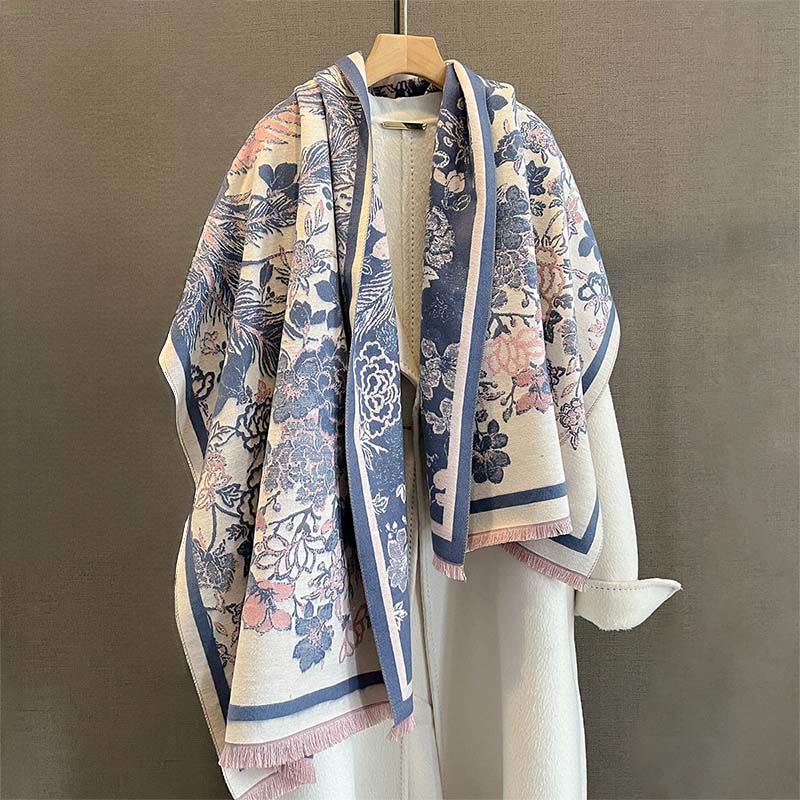 Tactile Knit Phoenix Motif Meditation Tibetan Shawl Wrap