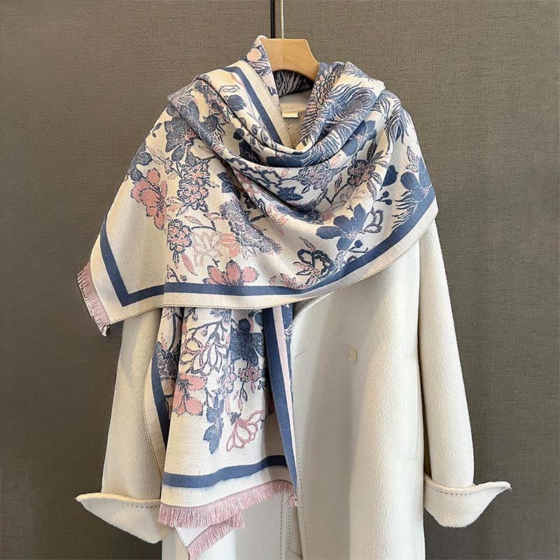 Tactile Knit Phoenix Motif Meditation Tibetan Shawl Wrap