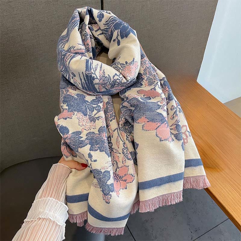 Tactile Knit Phoenix Motif Meditation Tibetan Shawl Wrap