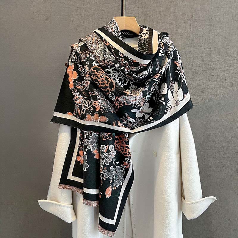 Tactile Knit Phoenix Motif Meditation Tibetan Shawl Wrap