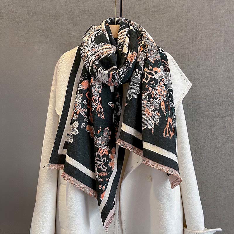 Tactile Knit Phoenix Motif Meditation Tibetan Shawl Wrap