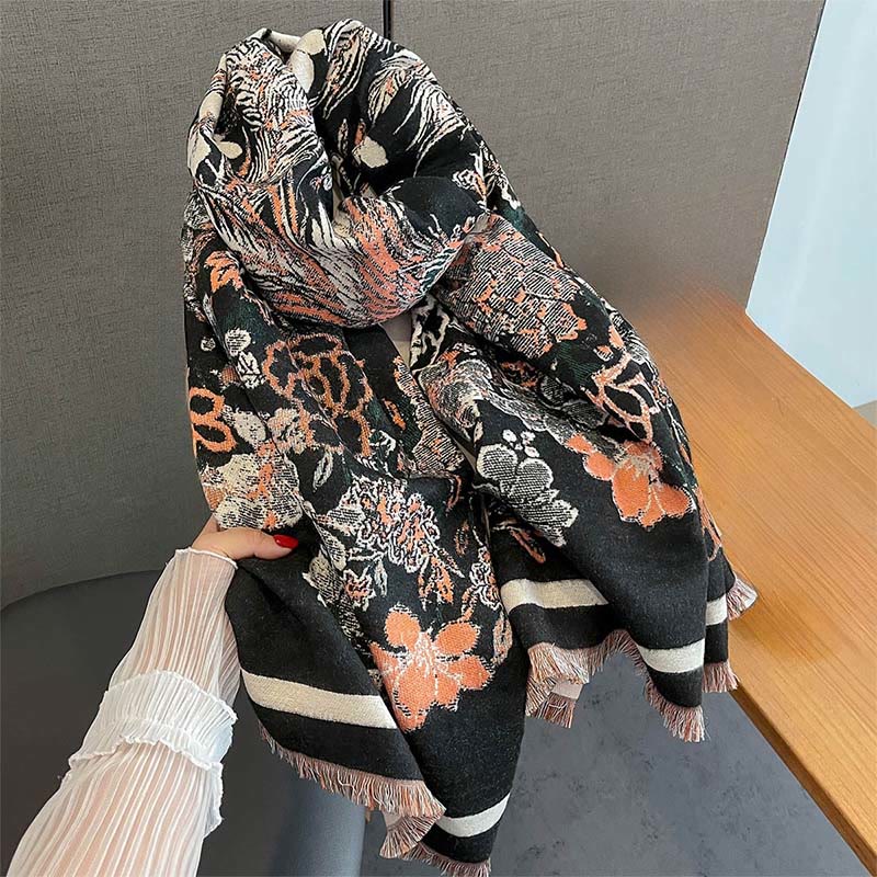 Tactile Knit Phoenix Motif Meditation Tibetan Shawl Wrap