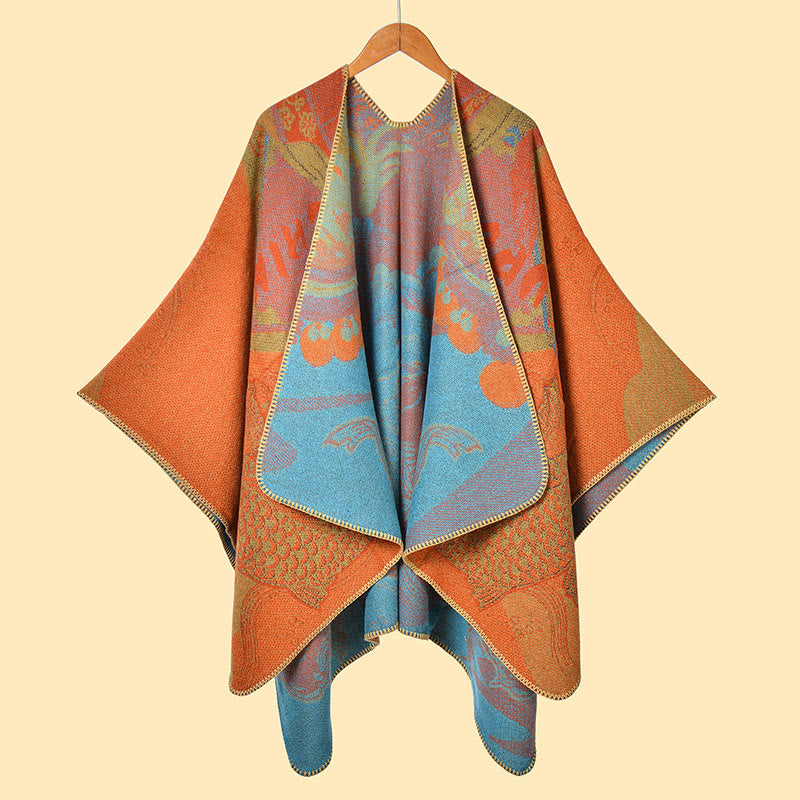 Winter Koi Fish Waves Pattern Warm Cozy Scarf Shawl