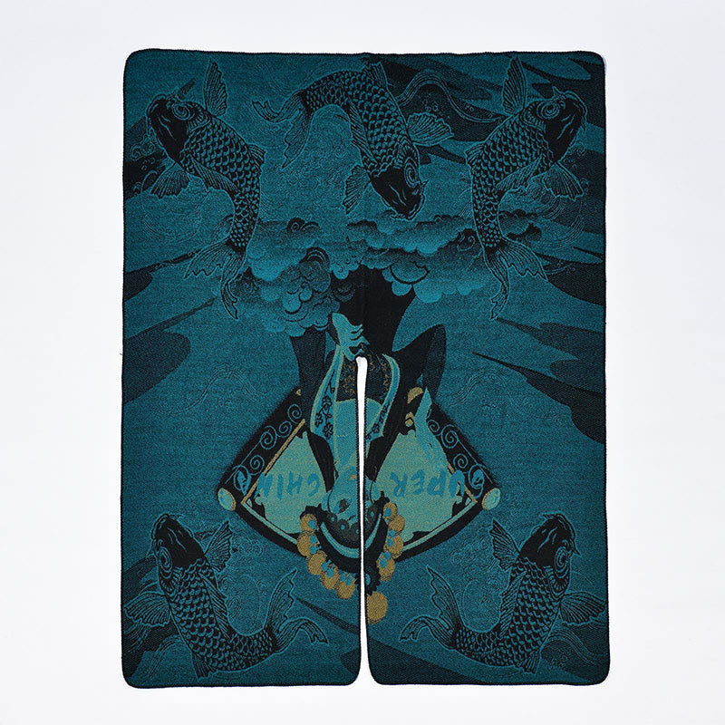 Winter Koi Fish Waves Pattern Warm Cozy Scarf Shawl