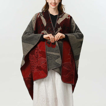 Winter Koi Fish Waves Pattern Warm Cozy Scarf Shawl