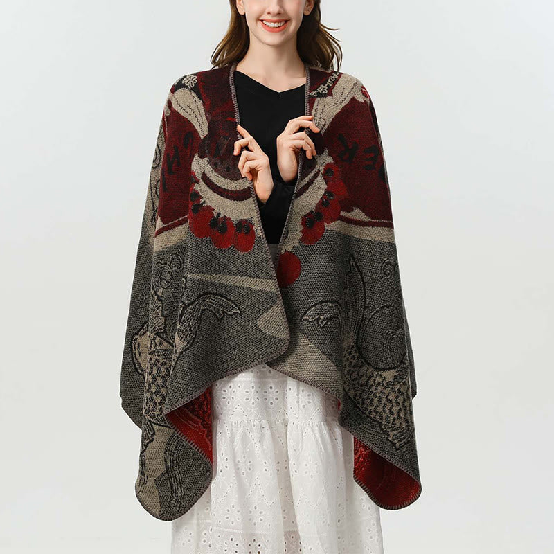 Winter Koi Fish Waves Pattern Warm Cozy Scarf Shawl