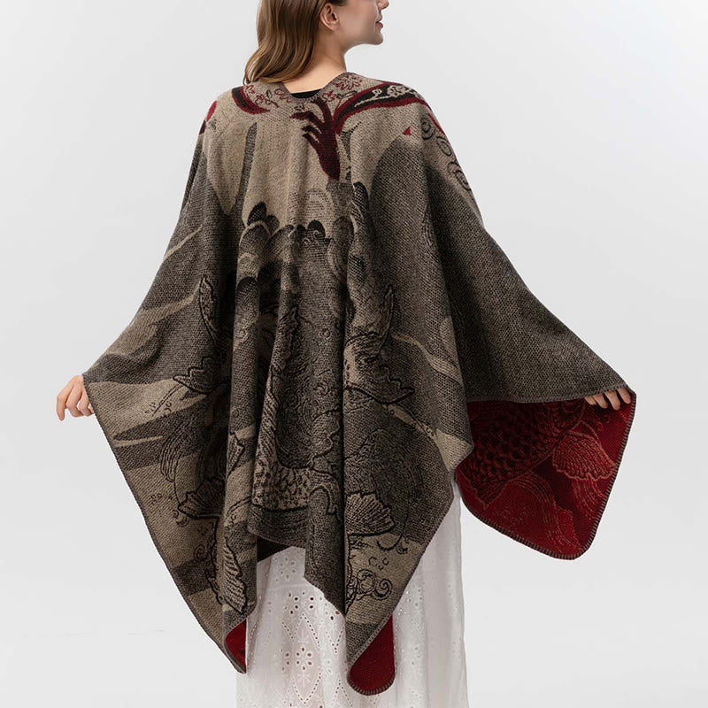 Winter Koi Fish Waves Pattern Warm Cozy Scarf Shawl