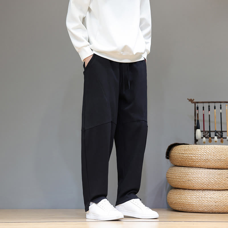 Fleece-Lined Cotton Linen Tapered Winter Meditation Pants