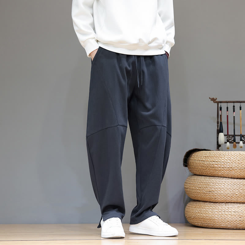 Fleece-Lined Cotton Linen Tapered Winter Meditation Pants
