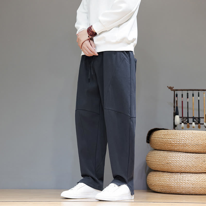 Fleece-Lined Cotton Linen Tapered Winter Meditation Pants