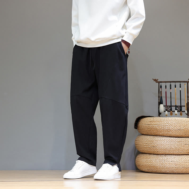 Fleece-Lined Cotton Linen Tapered Winter Meditation Pants