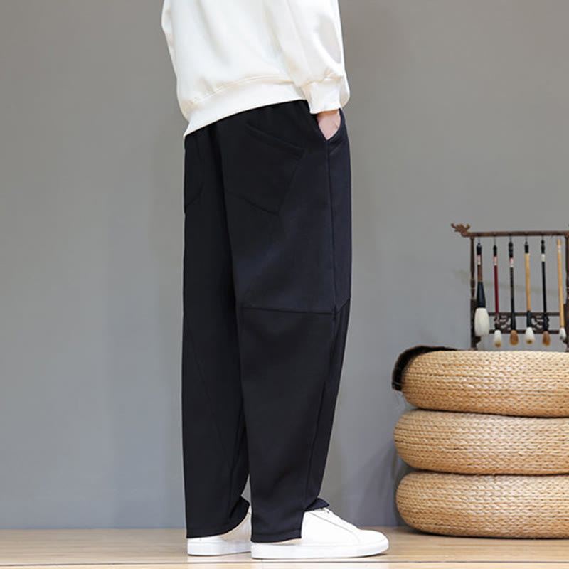 Fleece-Lined Cotton Linen Tapered Winter Meditation Pants