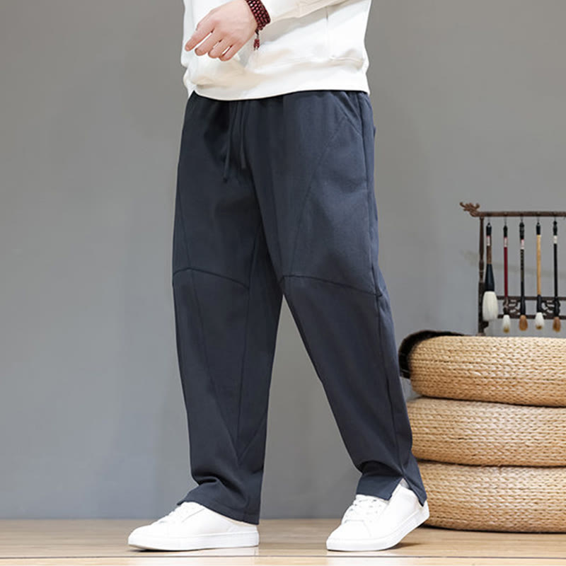 Fleece-Lined Cotton Linen Tapered Winter Meditation Pants