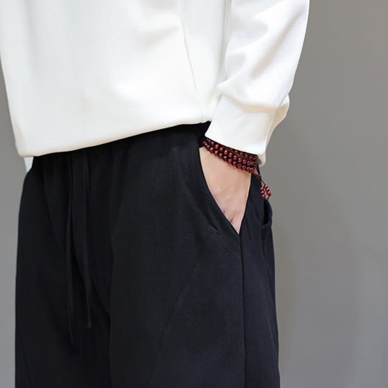 Fleece-Lined Cotton Linen Tapered Winter Meditation Pants