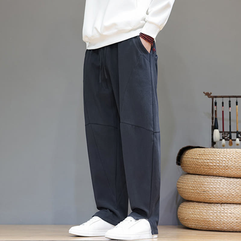 Fleece-Lined Cotton Linen Tapered Winter Meditation Pants