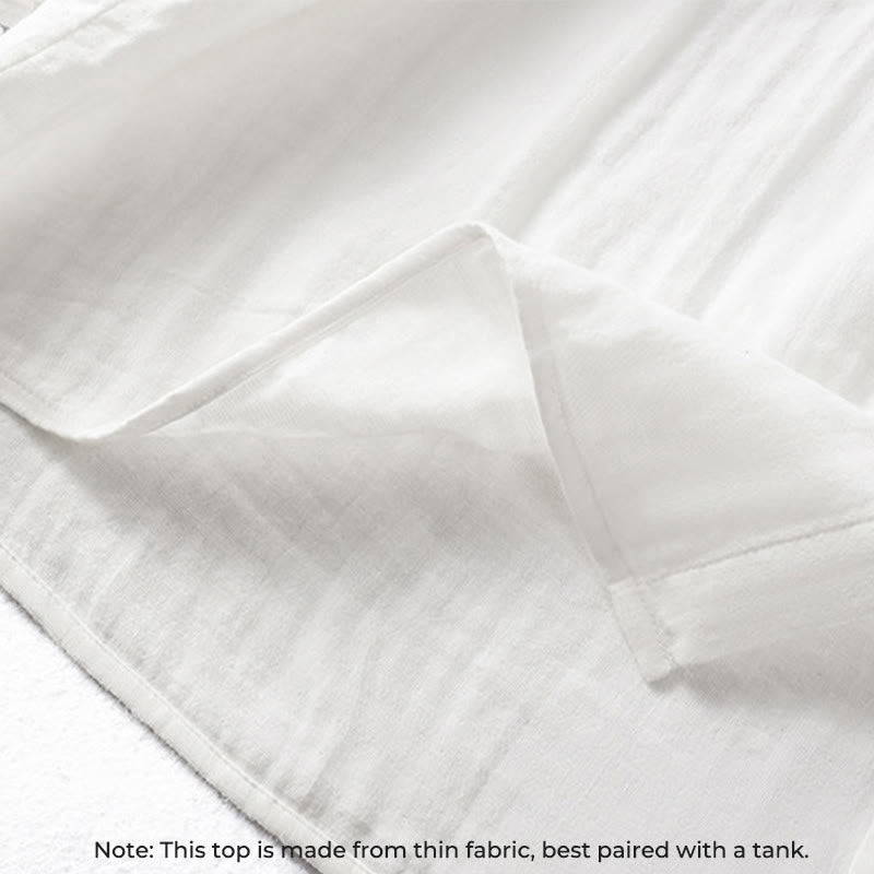 White Ruffled Collar Long Sleeve Women's Cotton Shirt