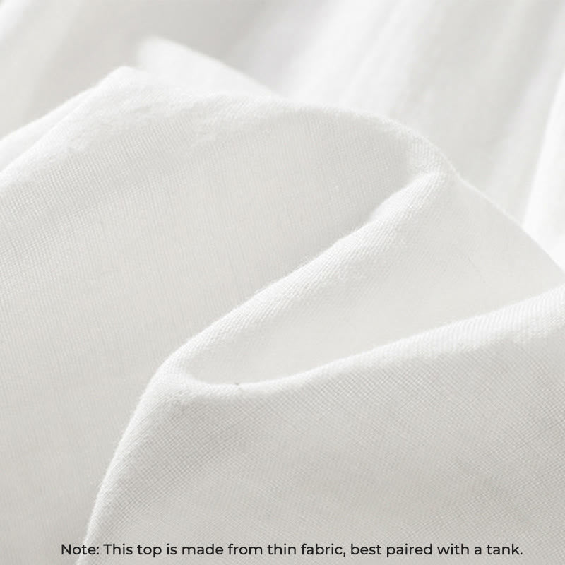 White Ruffled Collar Long Sleeve Women's Cotton Shirt