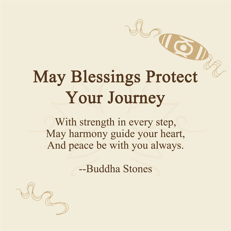 "May Blessings Protect Your Journey" Dzi Bead Bracelet Includes Gift Message Card
