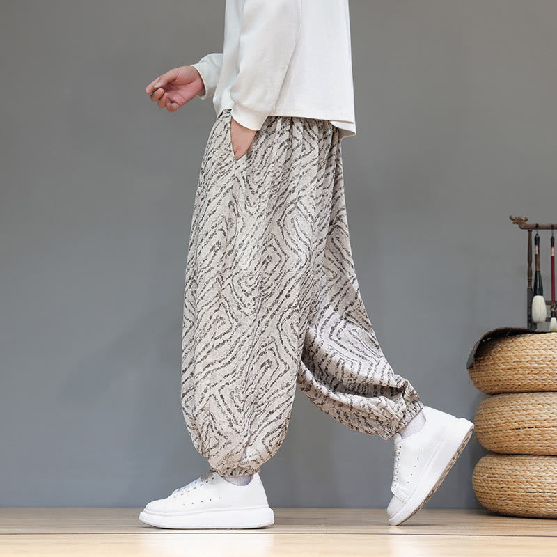 Cotton Linen Blend Ankle-Length Harem Trousers for Mindful Daily Movement