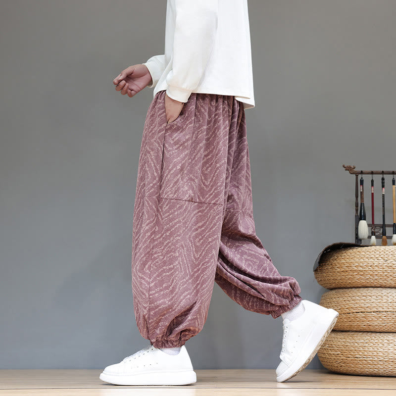 Cotton Linen Blend Ankle-Length Harem Trousers for Mindful Daily Movement