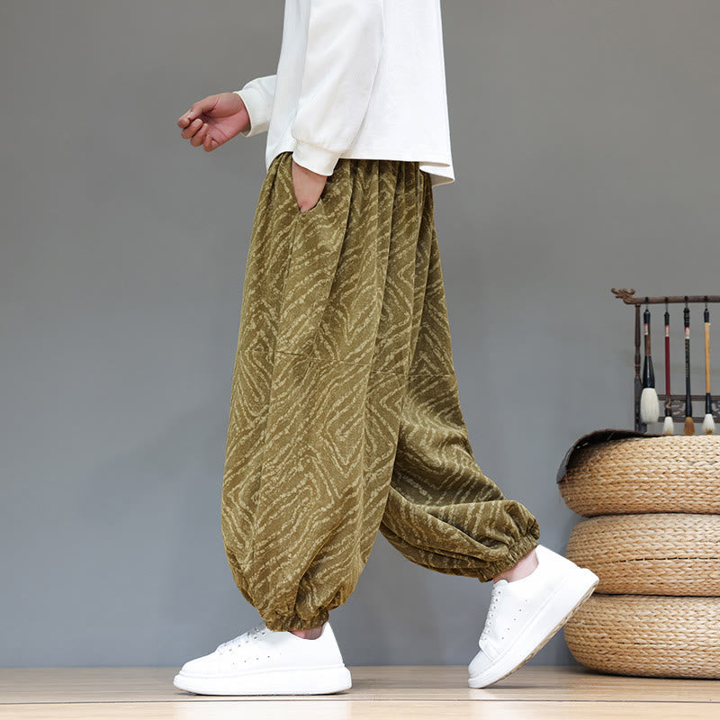 Cotton Linen Blend Ankle-Length Harem Trousers for Mindful Daily Movement