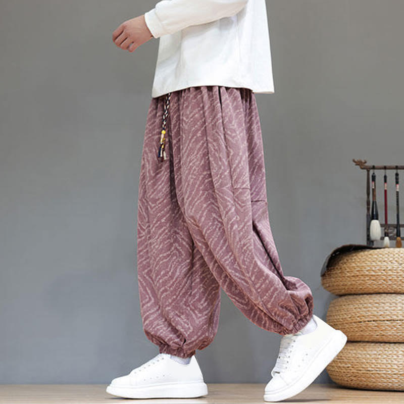 Cotton Linen Blend Ankle-Length Harem Trousers for Mindful Daily Movement