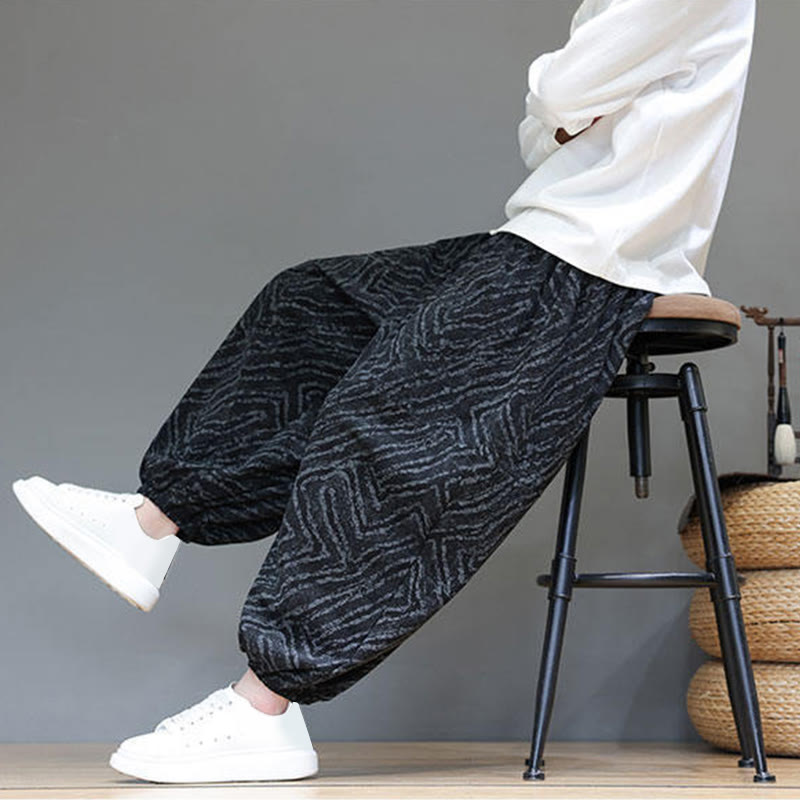 Cotton Linen Blend Ankle-Length Harem Trousers for Mindful Daily Movement