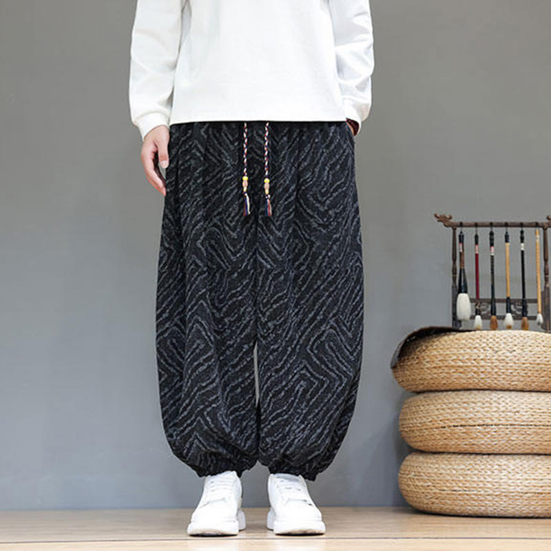 Cotton Linen Blend Ankle-Length Harem Trousers for Mindful Daily Movement