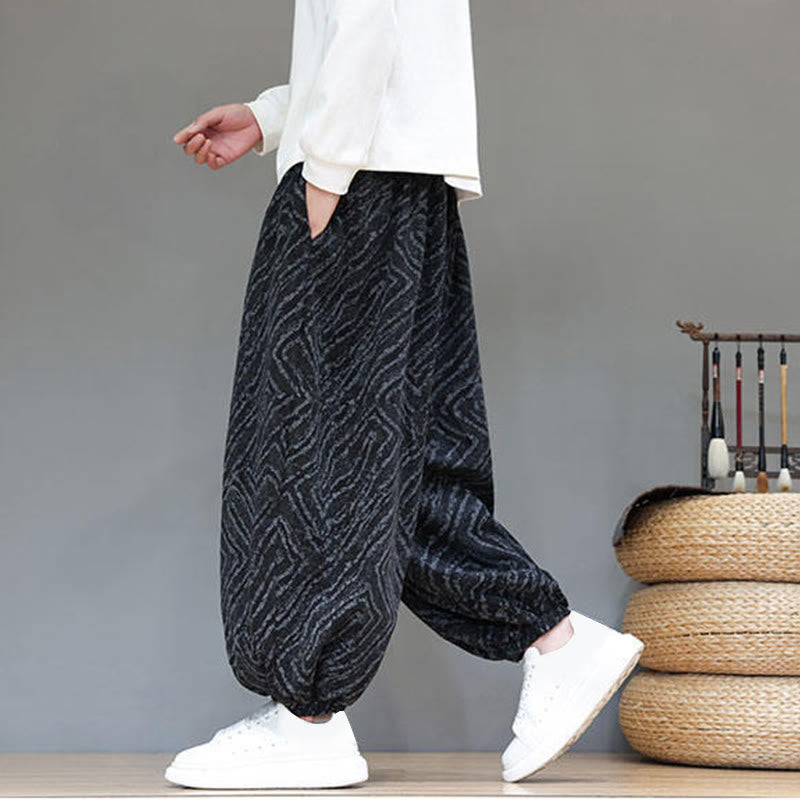 Cotton Linen Blend Ankle-Length Harem Trousers for Mindful Daily Movement