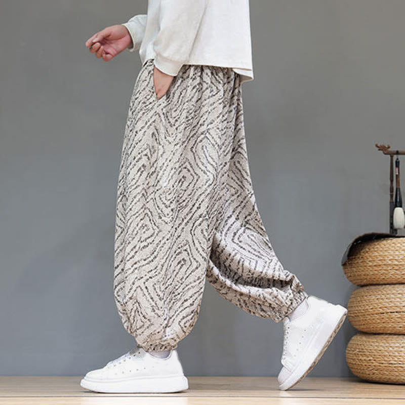 Cotton Linen Blend Ankle-Length Harem Trousers for Mindful Daily Movement