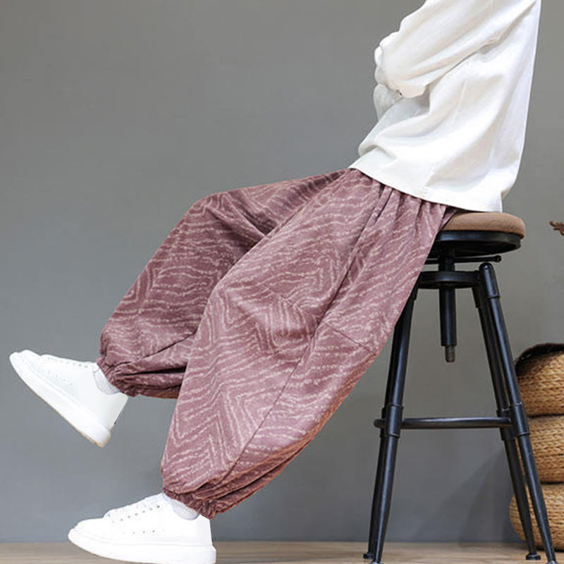 Cotton Linen Blend Ankle-Length Harem Trousers for Mindful Daily Movement