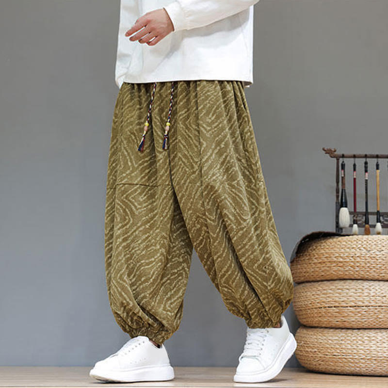 Cotton Linen Blend Ankle-Length Harem Trousers for Mindful Daily Movement