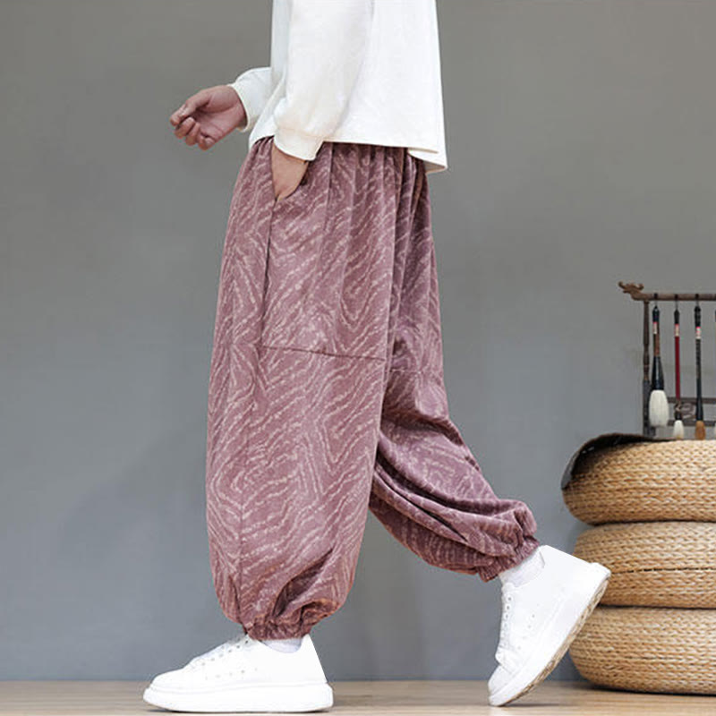 Cotton Linen Blend Ankle-Length Harem Trousers for Mindful Daily Movement
