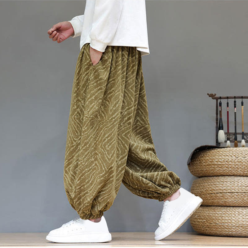 Cotton Linen Blend Ankle-Length Harem Trousers for Mindful Daily Movement