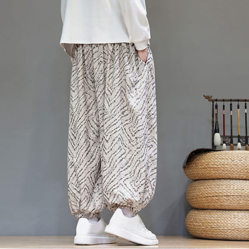 Cotton Linen Blend Ankle-Length Harem Trousers for Mindful Daily Movement